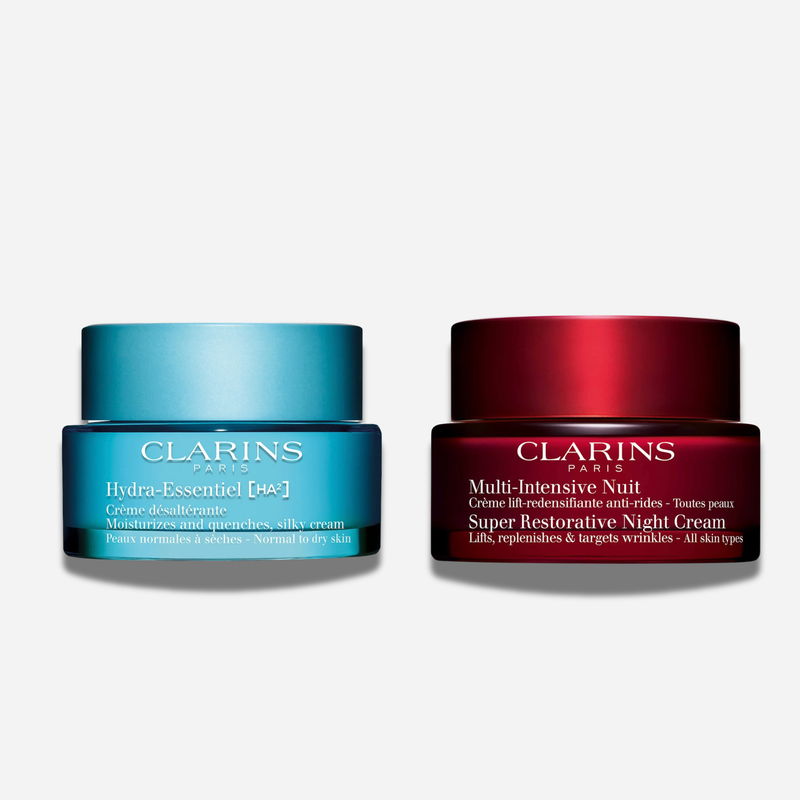 Clarins Hydration Double Dose Hyaluronic Acid & Night Restorative Cream Duo Full Size